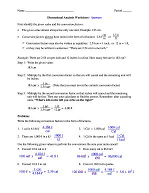 dimensional analysis worksheet answer key pdf
